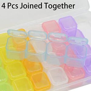 2 Pack 28 Grids Colorful 5D Diamond Painting Embroidery Box, Accessories Storage Containers Adjustable Bead Case with 196 Pcs Label Stickers (28 Grids-2pack Colorful)
