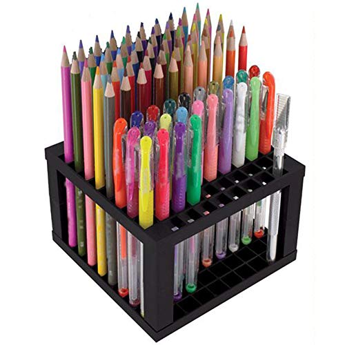 Foraineam 4-Pack 96 Holes Pencil & Brush Holder - Plastic Desk Organizer Stand Holder for Pencils, Pens, Paint Brushes, Modeling Tools, Office & Art Supplies