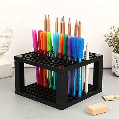 Foraineam 4-Pack 96 Holes Pencil & Brush Holder - Plastic Desk Organizer Stand Holder for Pencils, Pens, Paint Brushes, Modeling Tools, Office & Art Supplies