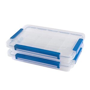 bangqiao 2 pack adjustable plastic divider storage box container for bead, button, small parts, 15 grids, clear