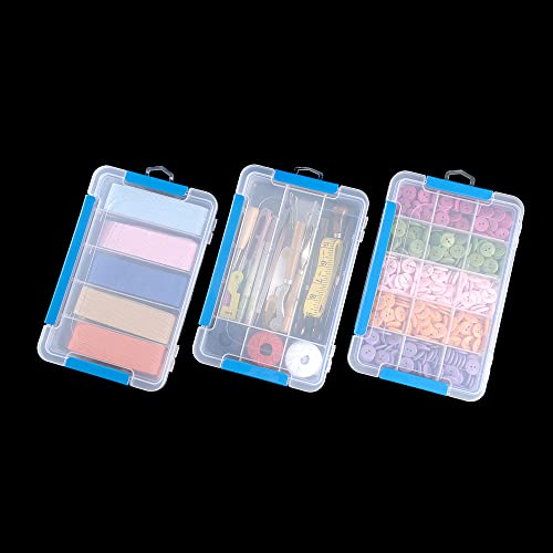 BangQiao 2 Pack Adjustable Plastic Divider Storage Box Container for Bead, Button, Small Parts, 15 Grids, Clear