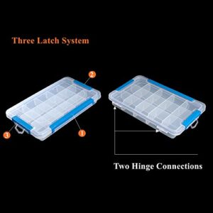 BangQiao 2 Pack Adjustable Plastic Divider Storage Box Container for Bead, Button, Small Parts, 15 Grids, Clear