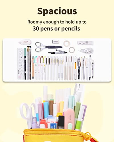 Sooez Standing Pencil Case, Cute French Fries Pop Up Pencil Case, Durable Pen Pouch, Telescopic Pencil Holder, Kawaii Stand Up Pencil Case, Spacious Pencil Pouch Portable Pencil Bag for School Office