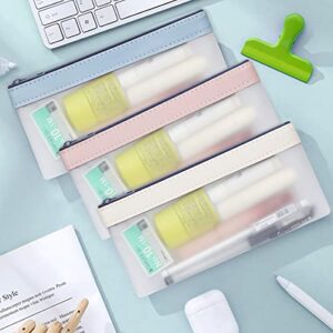 Toplive 3 Pcs Pencil Case Set, Clear Pencil Pouches, TPU Zipper Pen Case Bag, Pencil Storage Pouch, Makeup Bag for Women, Portable Office Stationery Pouch for Students Adults