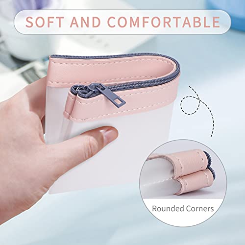 Toplive 3 Pcs Pencil Case Set, Clear Pencil Pouches, TPU Zipper Pen Case Bag, Pencil Storage Pouch, Makeup Bag for Women, Portable Office Stationery Pouch for Students Adults