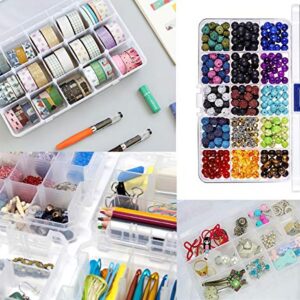 6 Pack Plastic Bead Organizer Storage Box with Compartments Containers with Adjustable Dividers Clear Storage Box for Earring Jewelry Beads Fishing Sewing Craft Supplies, 15 Grids