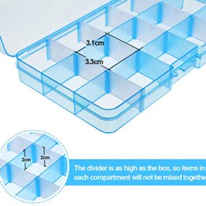 6 Pack Plastic Bead Organizer Storage Box with Compartments Containers with Adjustable Dividers Clear Storage Box for Earring Jewelry Beads Fishing Sewing Craft Supplies, 15 Grids