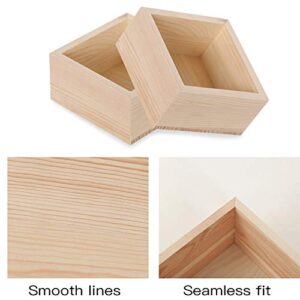 Rustic Wooden Box Small Wooden Box,4 Pieces Small Wood Square Storage Organizer Container Craft Box Small Wooden Box for Collectibles Home Venue Desktop Drawer Decor Succulent Pot ( 4'' x 4'' )