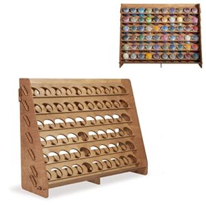 plydolex citadel paint rack organizer with 60 holes for miniature paint set – wall-mounted wooden craft paint storage rack – craft paint holder rack 16×5.2×12.6 inch