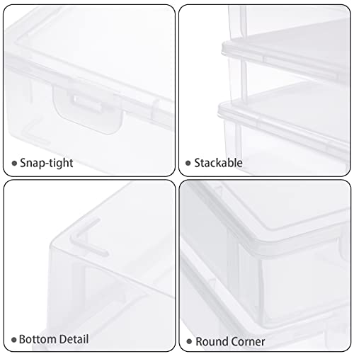 BTSKY Clear Plastic Storage Box with Flap Lid, Multipurpose Craft Organizers and Storage Box Art Supply Storage Organizer with Snap Closure Plastic Sewing Box for Pencils Markers Notebooks A4 Files, 2 Pack Big