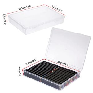 BTSKY Clear Plastic Storage Box with Flap Lid, Multipurpose Craft Organizers and Storage Box Art Supply Storage Organizer with Snap Closure Plastic Sewing Box for Pencils Markers Notebooks A4 Files, 2 Pack Big