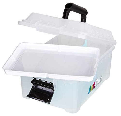 ArtBin 6817AG Sidekick Cube Carrying Case with Open Lift-Out Tray, Portable Art & Craft Organizer with Handle, [1] Plastic Storage Case, Clear