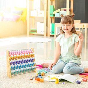 Acrylic Paint Organizer Rack for 60 Bottles, 5 Tiers Bamboo Craft Hobby Paint Holder Storage Paint Rack Display Stand, Pigment Organizer Holder Ink Bottle Stands for Miniature Paint Set