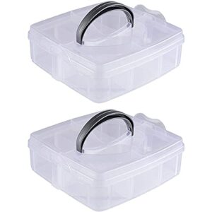 juvale plastic craft organizer box with 6 compartments (6 inches, 2-pack)