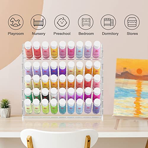 Acrylic Paint Organizer, Paint Rack Stand for 45 Bottles of Paints, Craft Paint Storage, Paint Rack Stand Pigment Organizer Holder Ink Bottle Stands, 2 oz Paint Rack Display Storage Oranizer