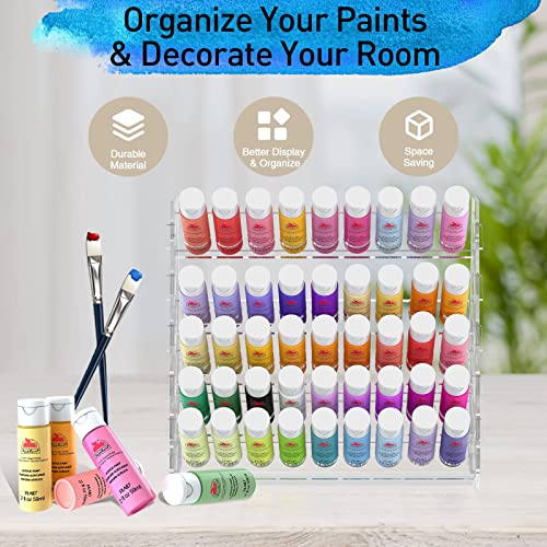 Acrylic Paint Organizer, Paint Rack Stand for 45 Bottles of Paints, Craft Paint Storage, Paint Rack Stand Pigment Organizer Holder Ink Bottle Stands, 2 oz Paint Rack Display Storage Oranizer