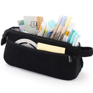 easthill small pencil case multifunction pen bag pouch box organizer cases school supplies for girls adults-black