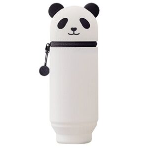 lihit lab kawaii japanese panda large stand up pencil case for school office college, cute school supplies, animal pen holder pencil pouch holder girls, artist pencil case, panda (a7714-6)