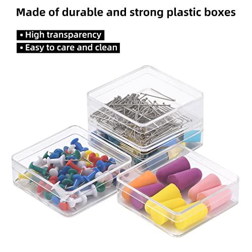 Worasign Small Acrylic box, 6 Pack 2.4x2.4x0.79 Inches Min Clear Acrylic Plastic Square Containers, Plastic Square Cube with Lid for Candy Pill ,Tiny Jewelry Beads, Coins