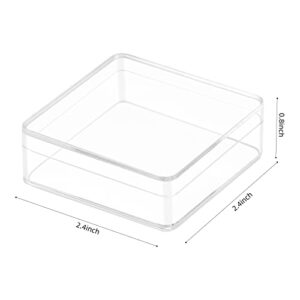 Worasign Small Acrylic box, 6 Pack 2.4x2.4x0.79 Inches Min Clear Acrylic Plastic Square Containers, Plastic Square Cube with Lid for Candy Pill ,Tiny Jewelry Beads, Coins