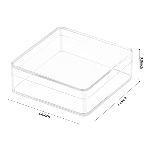 Worasign Small Acrylic box, 6 Pack 2.4x2.4x0.79 Inches Min Clear Acrylic Plastic Square Containers, Plastic Square Cube with Lid for Candy Pill ,Tiny Jewelry Beads, Coins