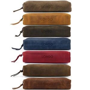 Londo Genuine Leather Zipper Pen, Pencil & Cosmetic Case(Cinnamon)