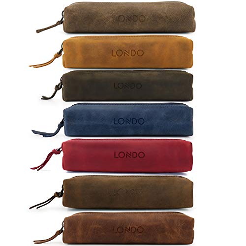 Londo Genuine Leather Zipper Pen, Pencil & Cosmetic Case(Cinnamon)