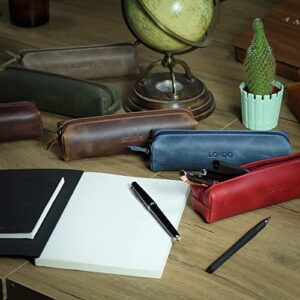 Londo Genuine Leather Zipper Pen, Pencil & Cosmetic Case(Cinnamon)