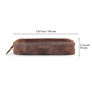 Londo Genuine Leather Zipper Pen, Pencil & Cosmetic Case(Cinnamon)