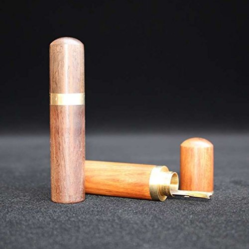 EH-LIFE Pocket Portable Wooden Box Toothpick Holder Embroidery Hand Sewing Needle Storage Case Rosewood