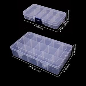 Ginsco 4 Pack Clear Plastic Adjustable Divider Organizer Multifunction Box Storage Container Set for Beads Earrings Jewelry DIY Crafts Loom Bands Office supplies Fishing Tackle Hand Tool