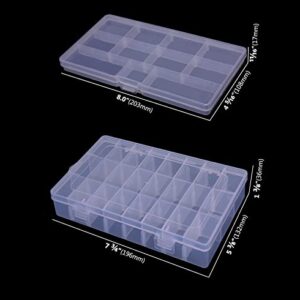 Ginsco 4 Pack Clear Plastic Adjustable Divider Organizer Multifunction Box Storage Container Set for Beads Earrings Jewelry DIY Crafts Loom Bands Office supplies Fishing Tackle Hand Tool