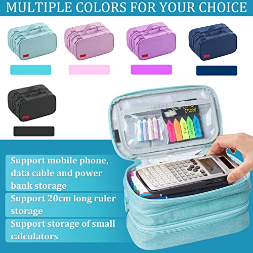 Large Capacity Pen Pencil Case Stationery Storage Large Handle Pen Pouch Bag 3 Layers Pen Pencil Organizer Bag with Double Zipper, Cosmetic Bag for College Students Men Women Girls Adults