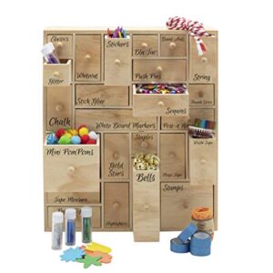 HYGGEHAUS Art Organizer & Storage - 24 Drawer Crafts Organization | Apothecary Cabinet Dresser Chest | DIY Advent Wooden Calendar | Comes Fully Assembled, Solid Pine Wood - L:12.5" x H:14.5" x D:4"