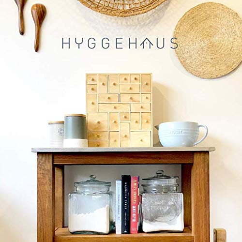 HYGGEHAUS Art Organizer & Storage - 24 Drawer Crafts Organization | Apothecary Cabinet Dresser Chest | DIY Advent Wooden Calendar | Comes Fully Assembled, Solid Pine Wood - L:12.5" x H:14.5" x D:4"