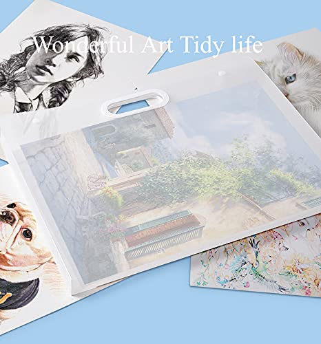 Plastic Art Portfolio, Large Art Portfolio with Handles,Waterproof Portfolio Folder for Artwork, Arts Storage Case for Drawing Sketch Photography Poster (22.44 x 17.32 inch)