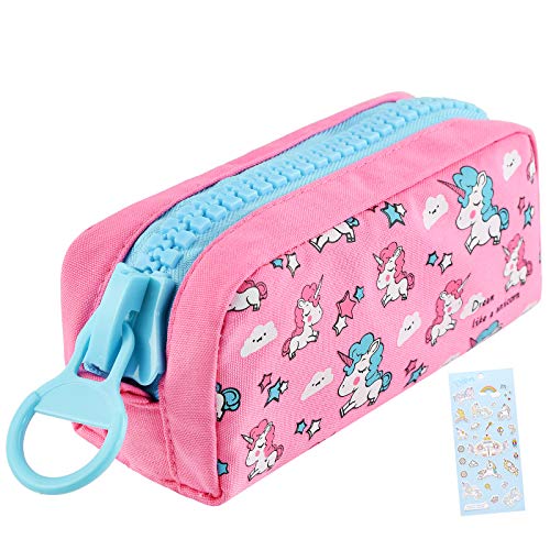 Unicorn Cute Pencil Case for Girls, Kids Makeup Bag and Pencil Bags with Large Zipper, Pen Pencil Pouch for School/Office, Pen Box Case Desk Stationery Organizer