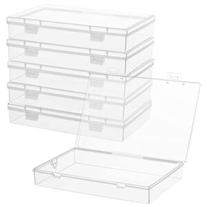ganydet 6 packs small plastic containers, rectangular plastic box, small plastic boxes with lid, craft containers for craft supplies and little bits, 7.2” × 4.6” × 1.3”