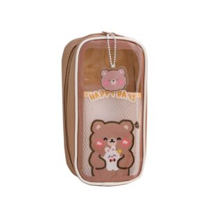 kawaii pencil case aesthetic cute pencil case for girls (brown)