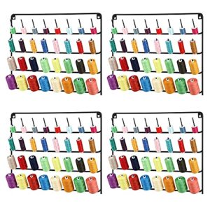 4 pack sewing & embroidery thread rack wall-mounted thread holder metal sewing organizer with hanging tools, large thread organizer, 32-spool
