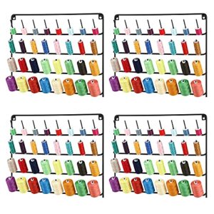 4 Pack Sewing & Embroidery Thread Rack Wall-Mounted Thread Holder Metal Sewing Organizer with Hanging Tools, Large Thread Organizer, 32-Spool