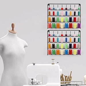 4 Pack Sewing & Embroidery Thread Rack Wall-Mounted Thread Holder Metal Sewing Organizer with Hanging Tools, Large Thread Organizer, 32-Spool