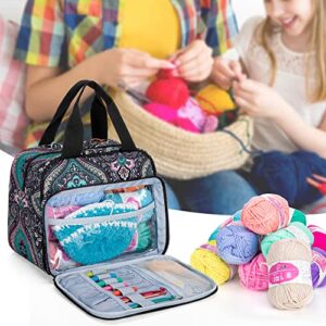 LoDrid Small Knitting Bag, Portable Yarn Storage Bag for Knitting Kit, Crochet Knitting Tote Organizer for Crochet Accessories & Supplies, with 2 Oversize Grommets for Tangle Free, Totem (Bag Only)