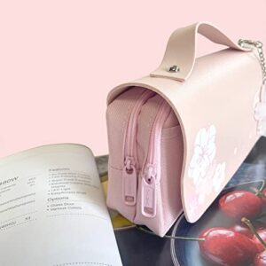 Kawaii Cherry Blossom Pencil Bag Pink Sweet Pencil Case Large Capacity Stationery Pouch School Supplies Makeup Bag (Pink)