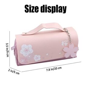 Kawaii Cherry Blossom Pencil Bag Pink Sweet Pencil Case Large Capacity Stationery Pouch School Supplies Makeup Bag (Pink)