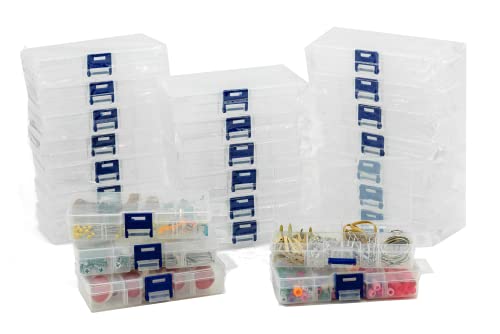 Element 115 25-Pack Small Plastic Storage Box Case Container Snackle Box 10 Grid (2.6" x 5") for Beads, Tackle Box, Fishing Hooks, Bobs, Buttons, Jewelry (Grid Size is .93" x 1.17") Pack of 25