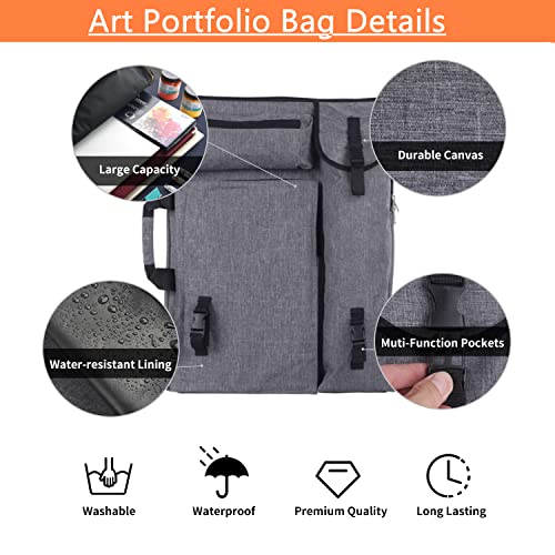 huyear Art Portfolio Case 18 x 24,Art Portfolio Bags for Supplies Artwork/Poster Board/Project/Drawing Case Large Art Portfolio/Display Screen Carrying and Traveling