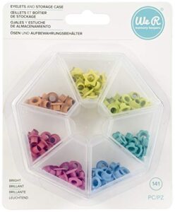 we r memory keepers 0633356603849 storage crop-a-dile-eyelets and case-bright (141 pieces)