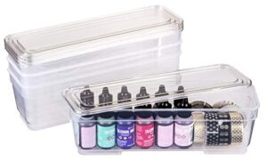 artbin 6971ag xl bins with lids 4-pack, [4] extra long art & craft organizer boxes, clear