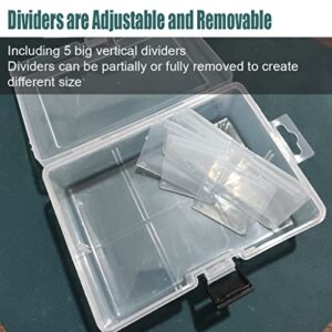 MINGXI 2 Pcs 6 Grids Clear Organizer Box Big Plastic Storage Container with Adjustable Dividers for Beads Art DIY Crafts Jewelry Fishing Electronics Small Parts